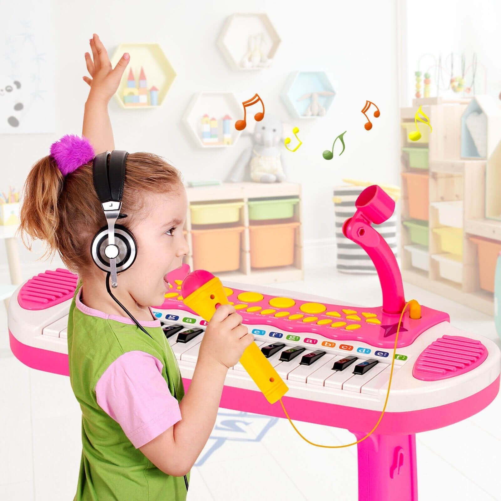31-Key Kids Piano Keyboard Toy with Microphone and Multiple Sounds for Age 3+-Blue