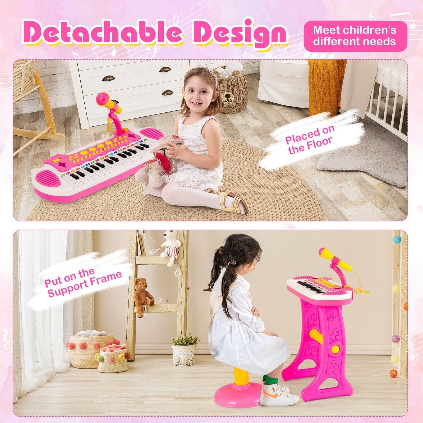 31-Key Kids Piano Keyboard Toy with Microphone and Multiple Sounds for Age 3+-Blue