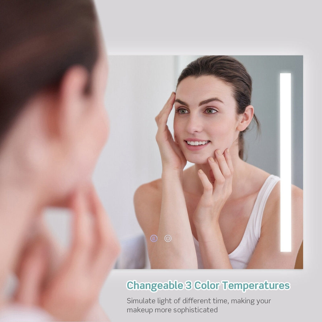 32 x 24 Inch Quadrate Wall Mirror with 3-Color Lights and  Anti-Fog Function