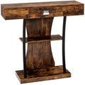 Console Table with Drawer and 2-Tier Shelves for Entryway Living Room-Black