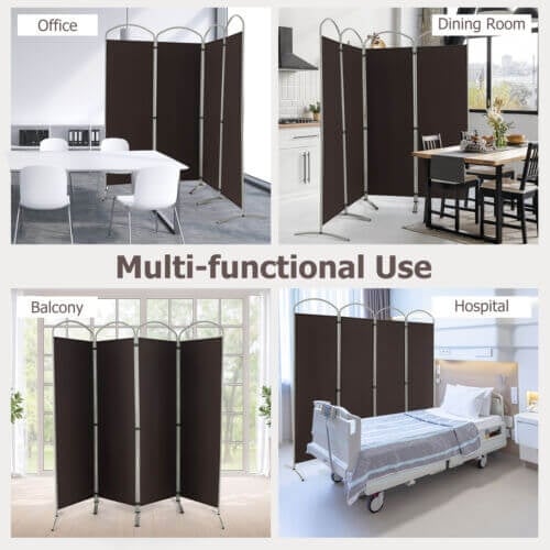 Folding 4-Panel Room Divider for Home Office Living Room-Black