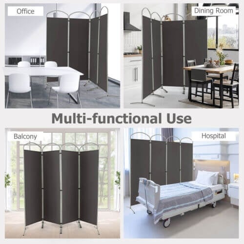 Folding 4-Panel Room Divider for Home Office Living Room-Black
