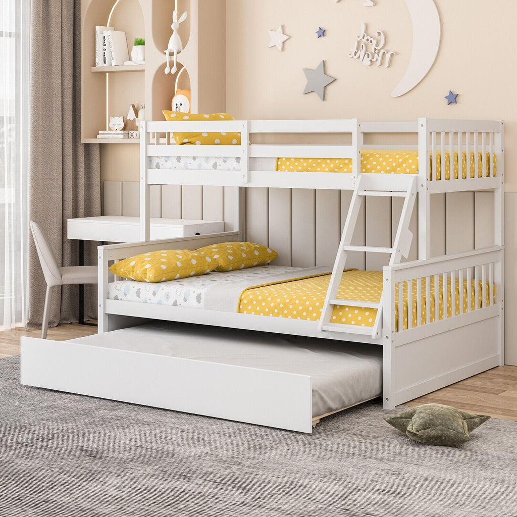 Twin Over Full Convertible Bunk Bed with Twin Trundle-Espresso