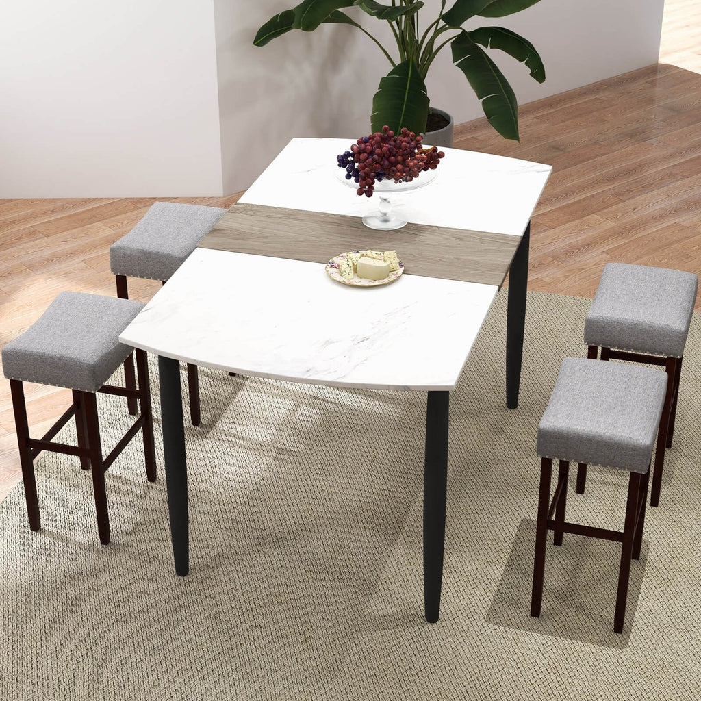 2 Set of 29 Inch Height Upholstered Bar Stool with Solid Rubber Wood Legs and Footrest-Beige