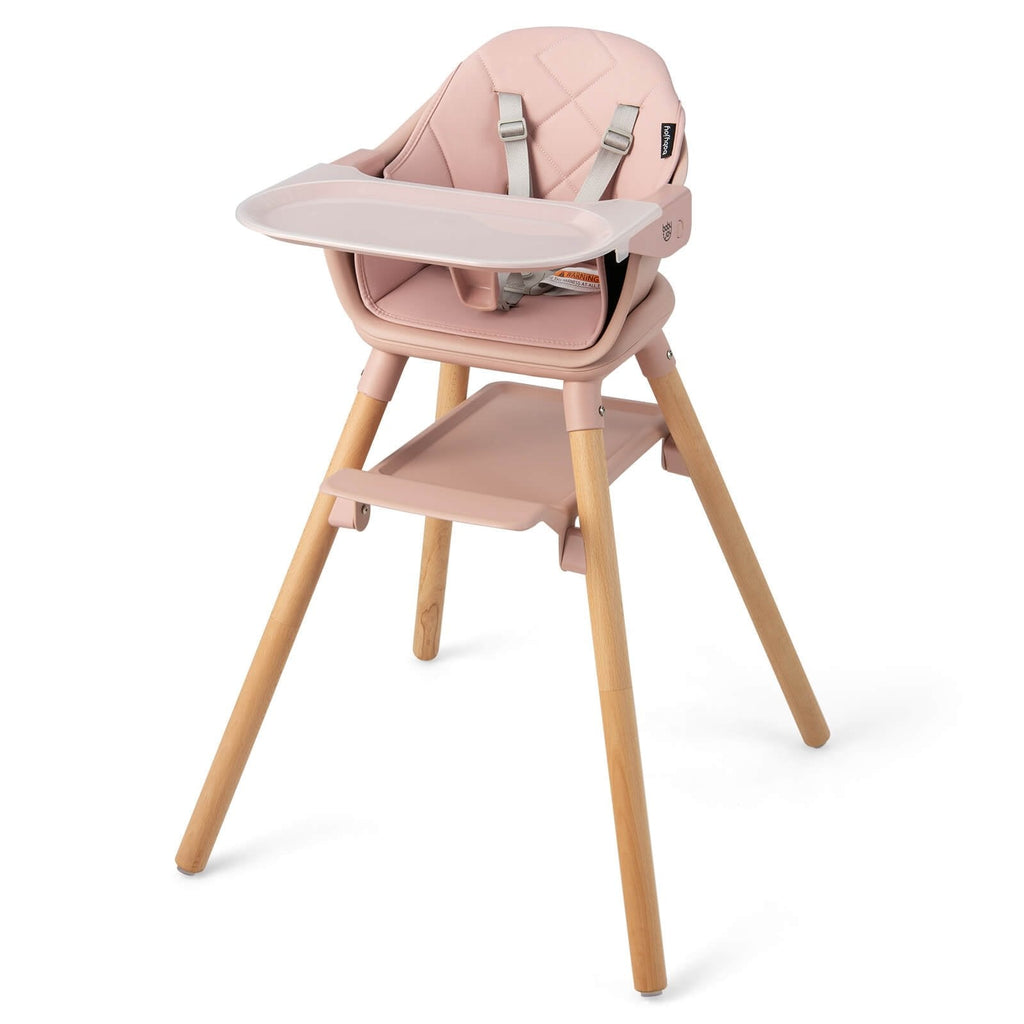 6 in 1 Convertible Highchair with Safety Harness and Removable Tray-Beige
