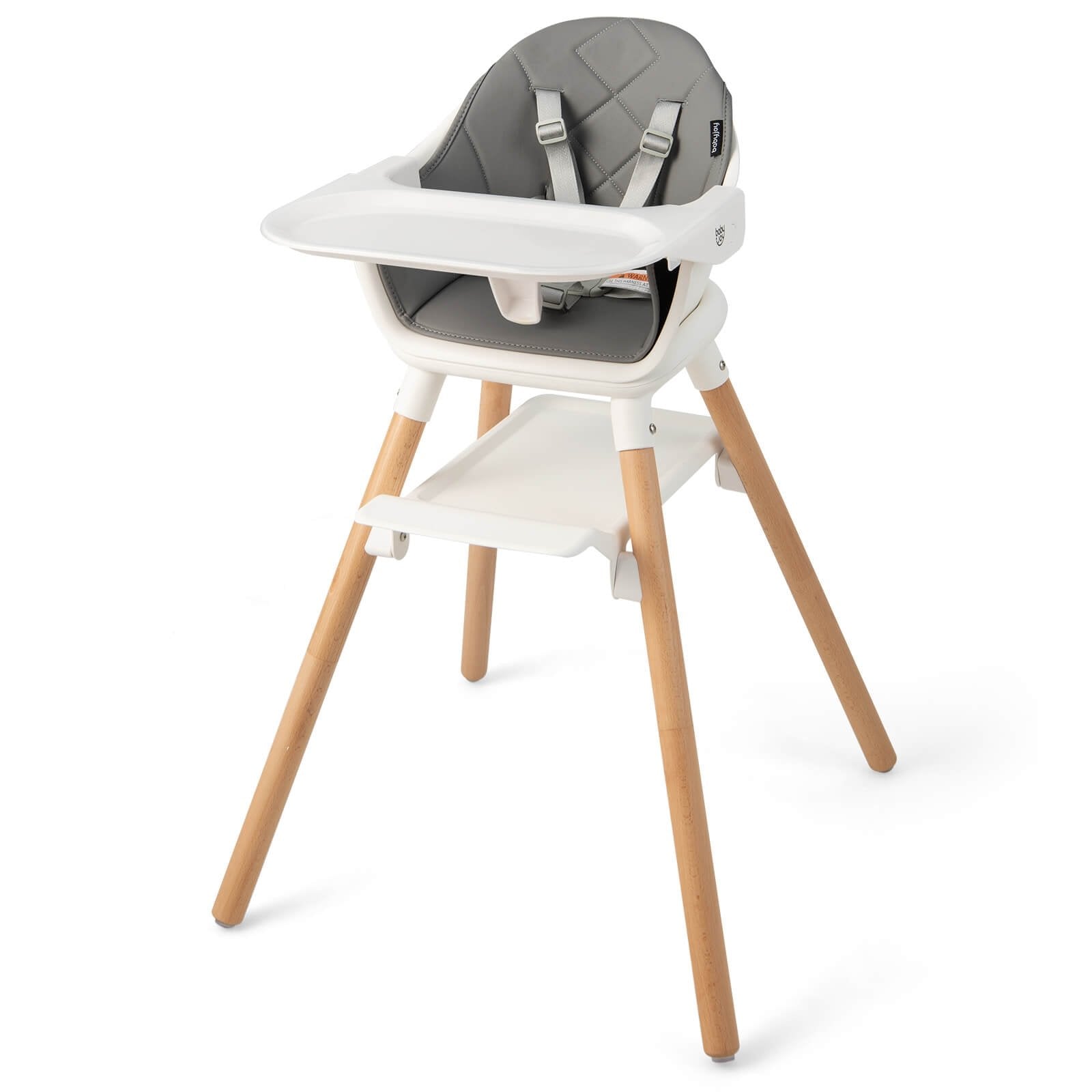 6 in 1 Convertible Highchair with Safety Harness and Removable Tray-Beige