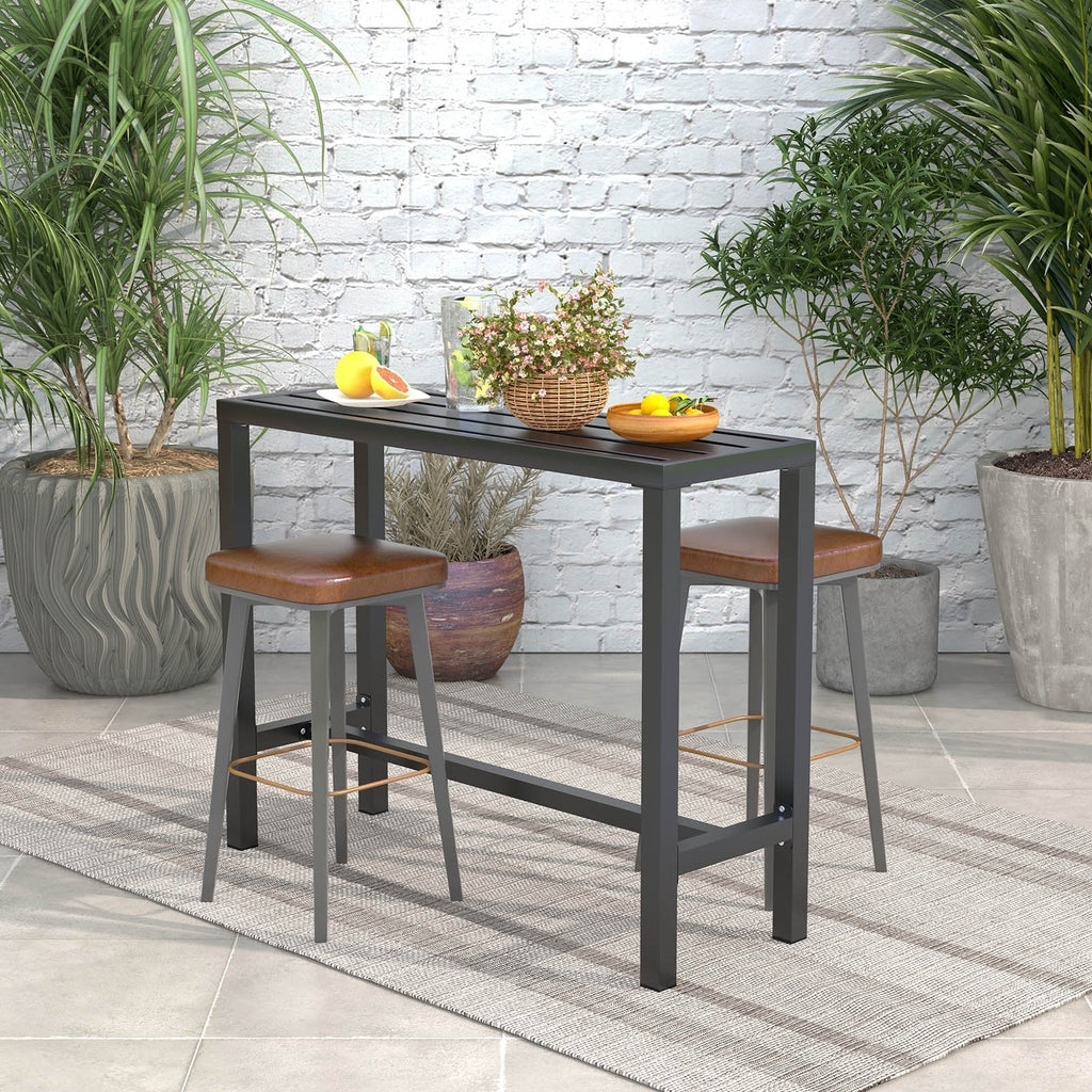 48/55 Inch Outdoor Bar Table with Waterproof Top and Heavy-duty Metal Frame-M