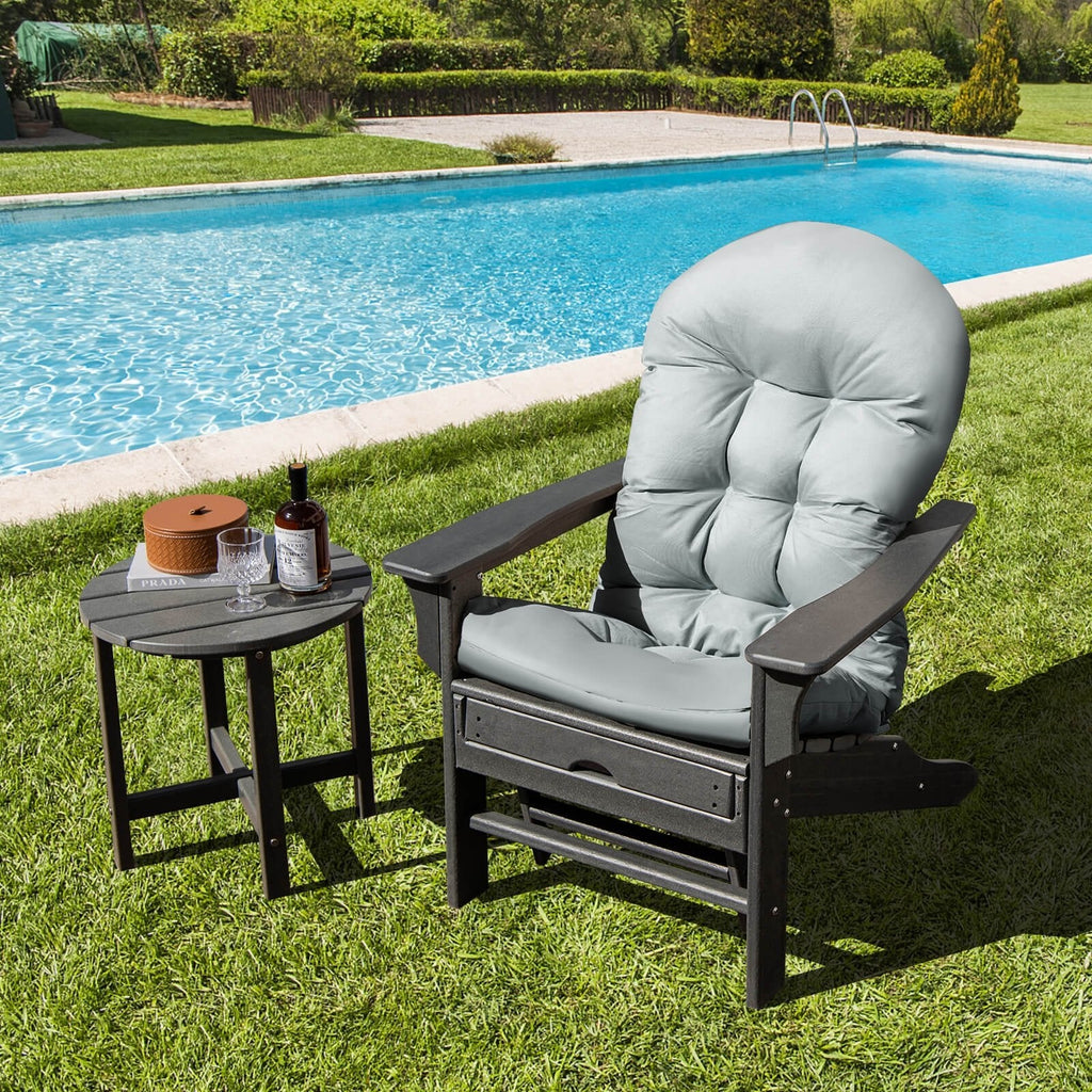 Patio Adirondack Chair Cushion with Fixing Straps and Seat Pad-Beige