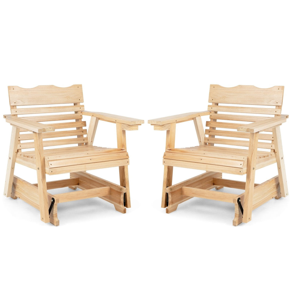Outdoor Wood Rocking Chair with High Back and Widened Armrests