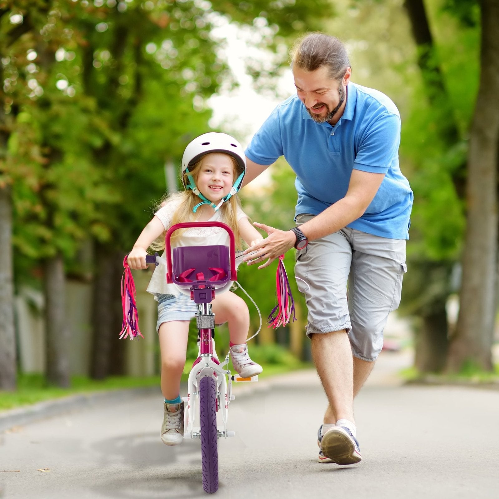 16 Inch Kids Bike with Doll Seat and Removable Training Wheels-16 inches