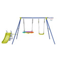 4-in-1 Heavy-Duty Metal Playset with Slide and Basketball Hoop