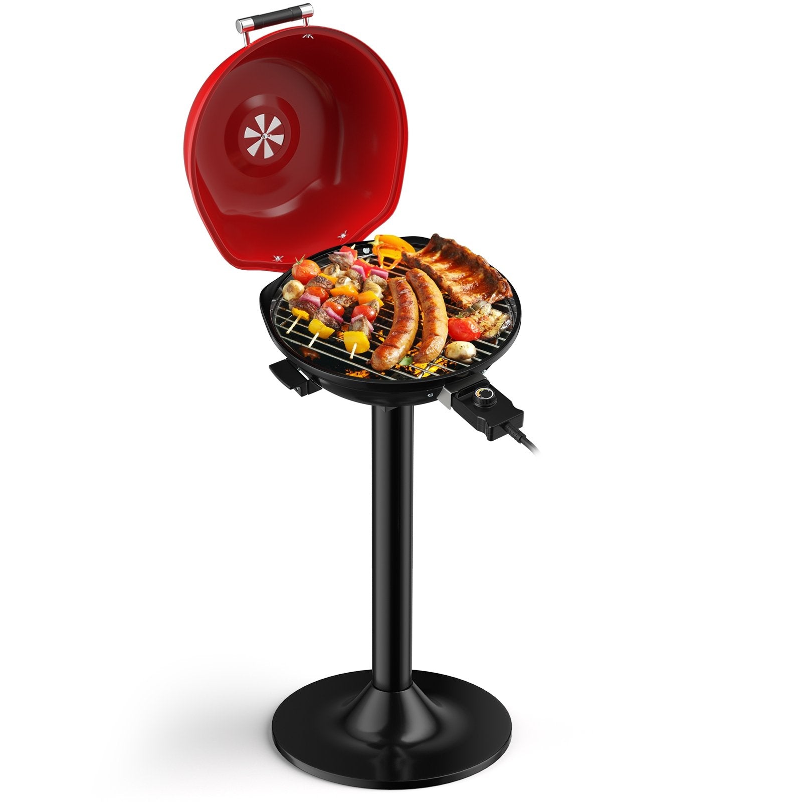 1600W Portable Electric BBQ Grill with Removable Non-Stick Rack-Black