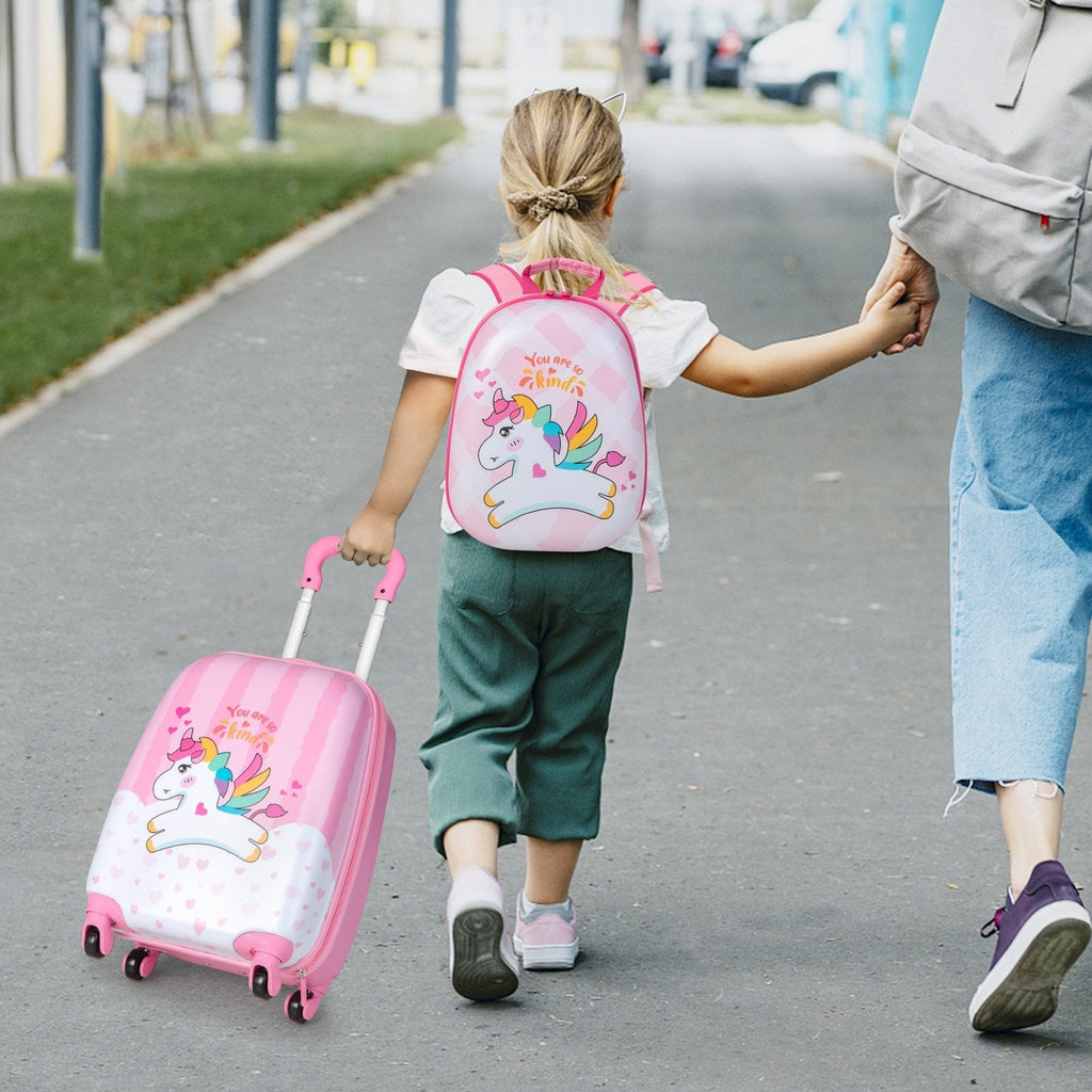2 Pieces ABS Kids Suitcase Backpack Luggage Set