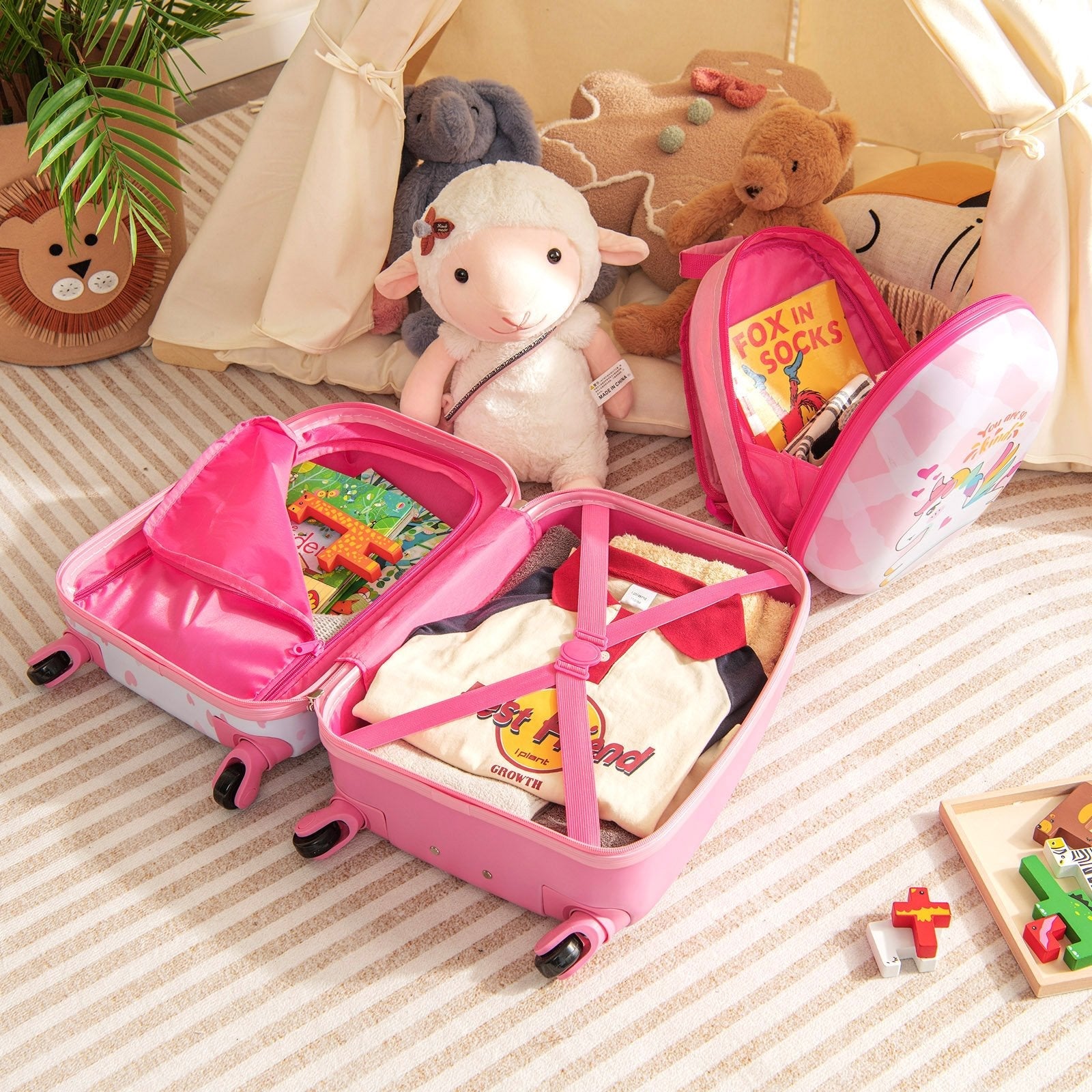 2 Pieces ABS Kids Suitcase Backpack Luggage Set