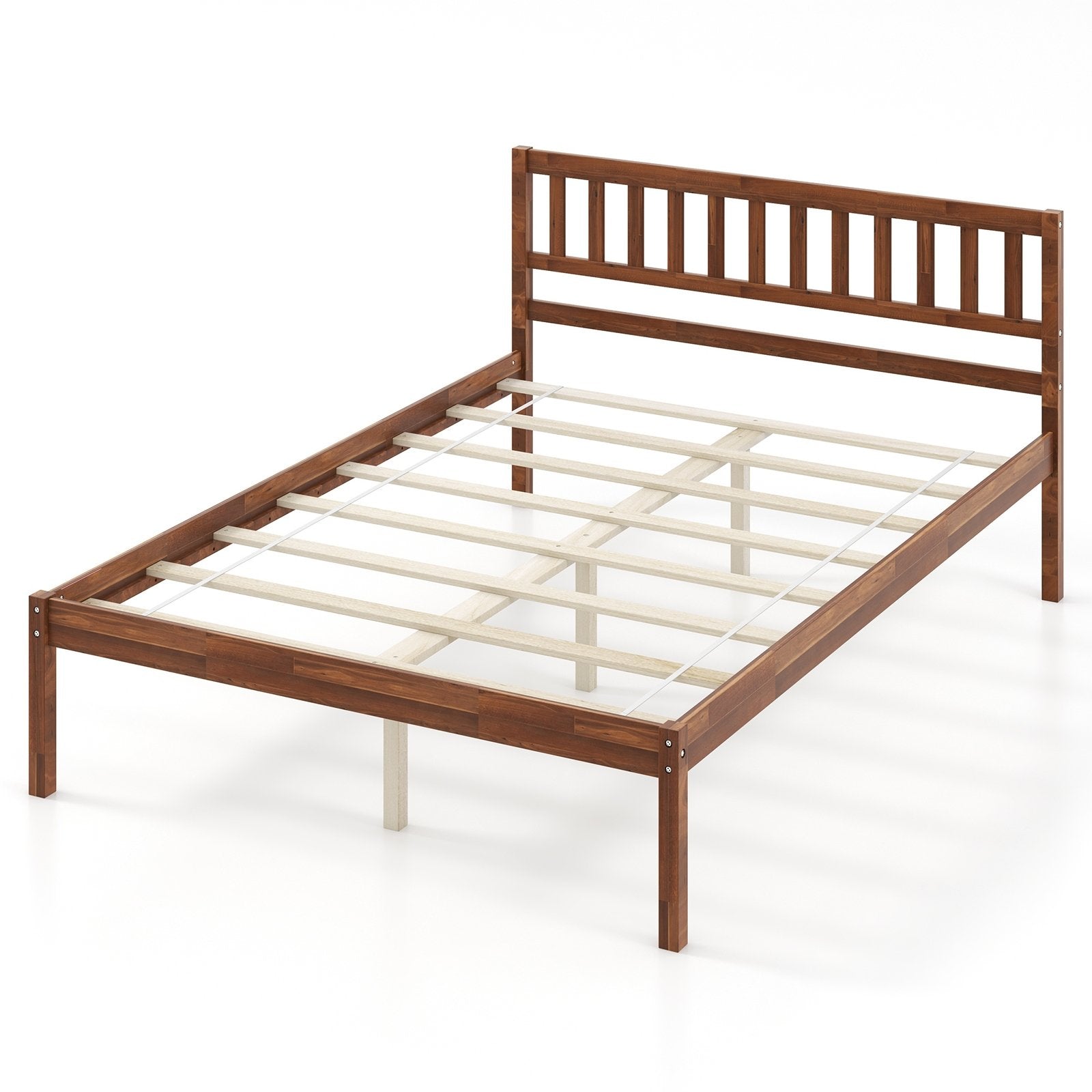Twin/Full/Queen Size Wood Bed Frame with Headboard and Slat Support-Twin Size