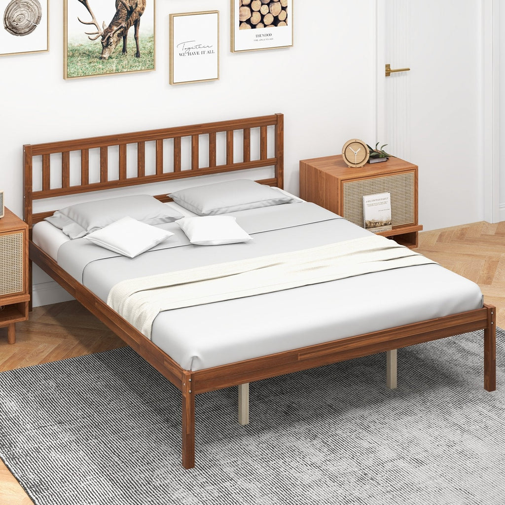 Twin/Full/Queen Size Wood Bed Frame with Headboard and Slat Support-Twin Size