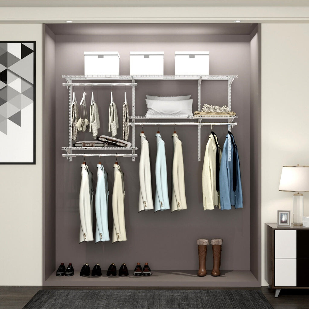 Custom Closet Organizer Kit 3 to 5 Feet Wall-Mounted Closet System with Hang Rod-Gray