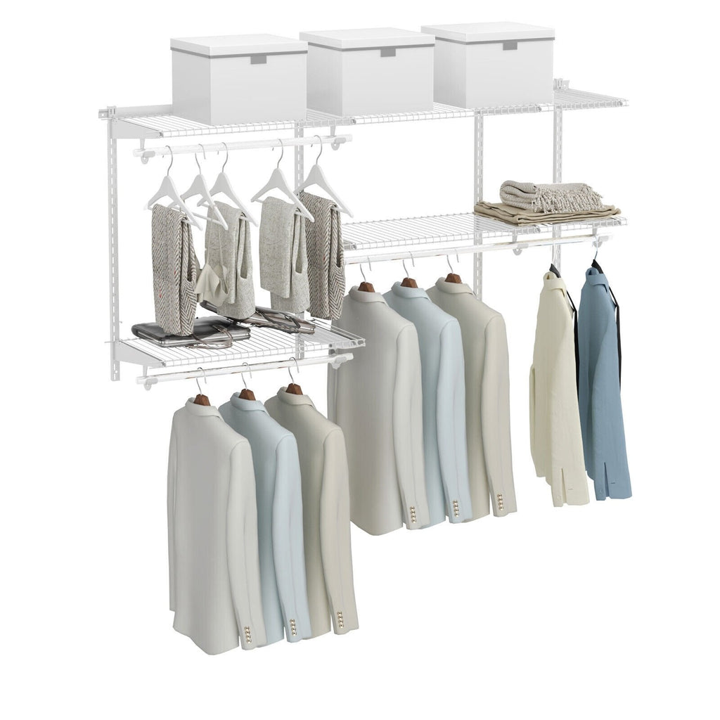 Custom Closet Organizer Kit 3 to 5 Feet Wall-Mounted Closet System with Hang Rod-Gray