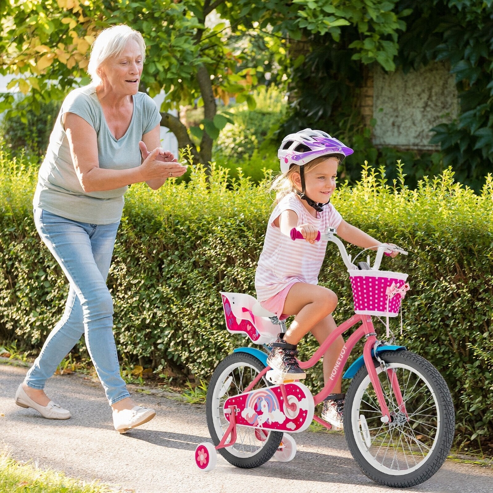 Kids Bicycle with Training Wheels and Basket for Boys and Girls Age 3-9 Years-14 inches