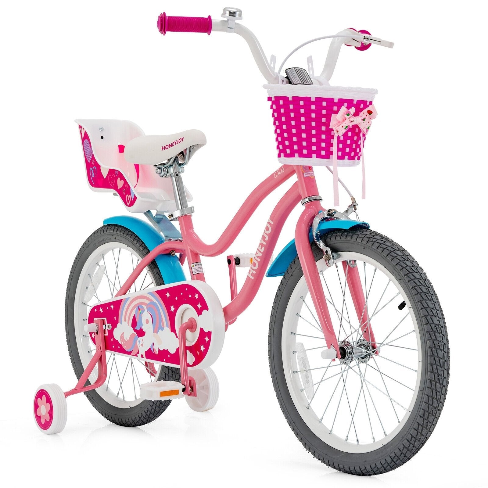 Kids Bicycle with Training Wheels and Basket for Boys and Girls Age 3-9 Years-14 inches
