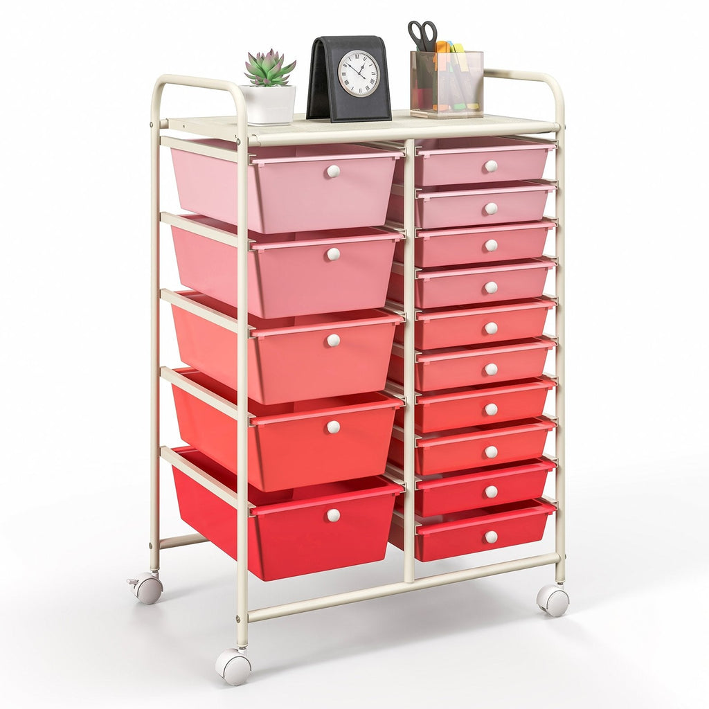 15-Drawer Utility Rolling Organizer Cart Multi-Use Storage-Black