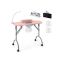 Manicure Nail Table with Bendable USB-plug LED Table Lamp-Pink