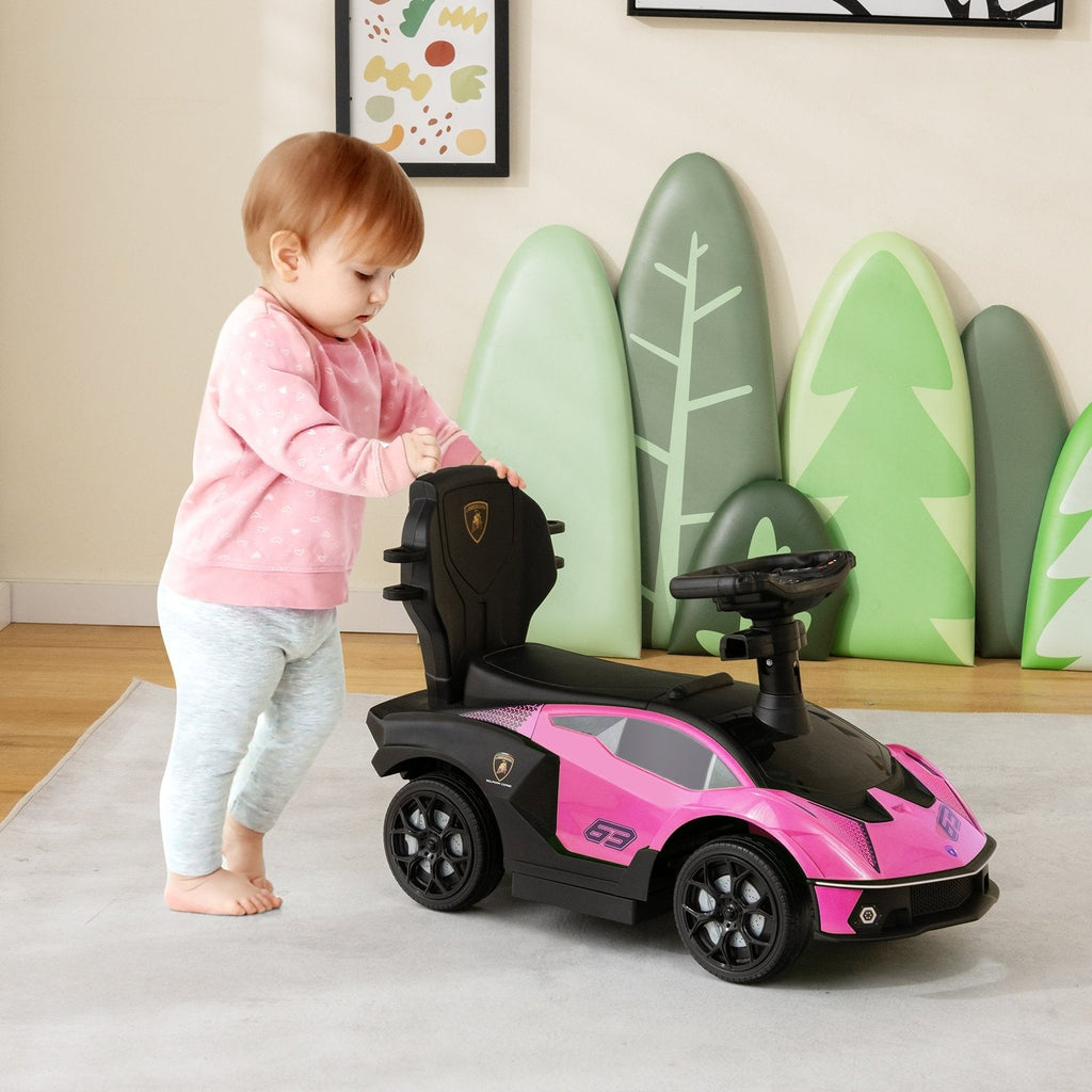3-in-1 Licensed Lamborghini Ride on Push Car with Handle Guardrail-Green