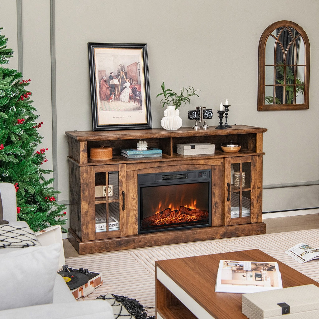 Fireplace TV Stand with 1400W Electric Fireplace-Black