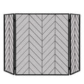 3-Panel Metal Foldable Fireplace Screen with Metal Mesh-Black