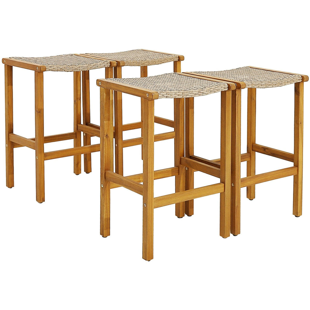 Patio Wood Bar Stools Set of 2/4-2Pieces