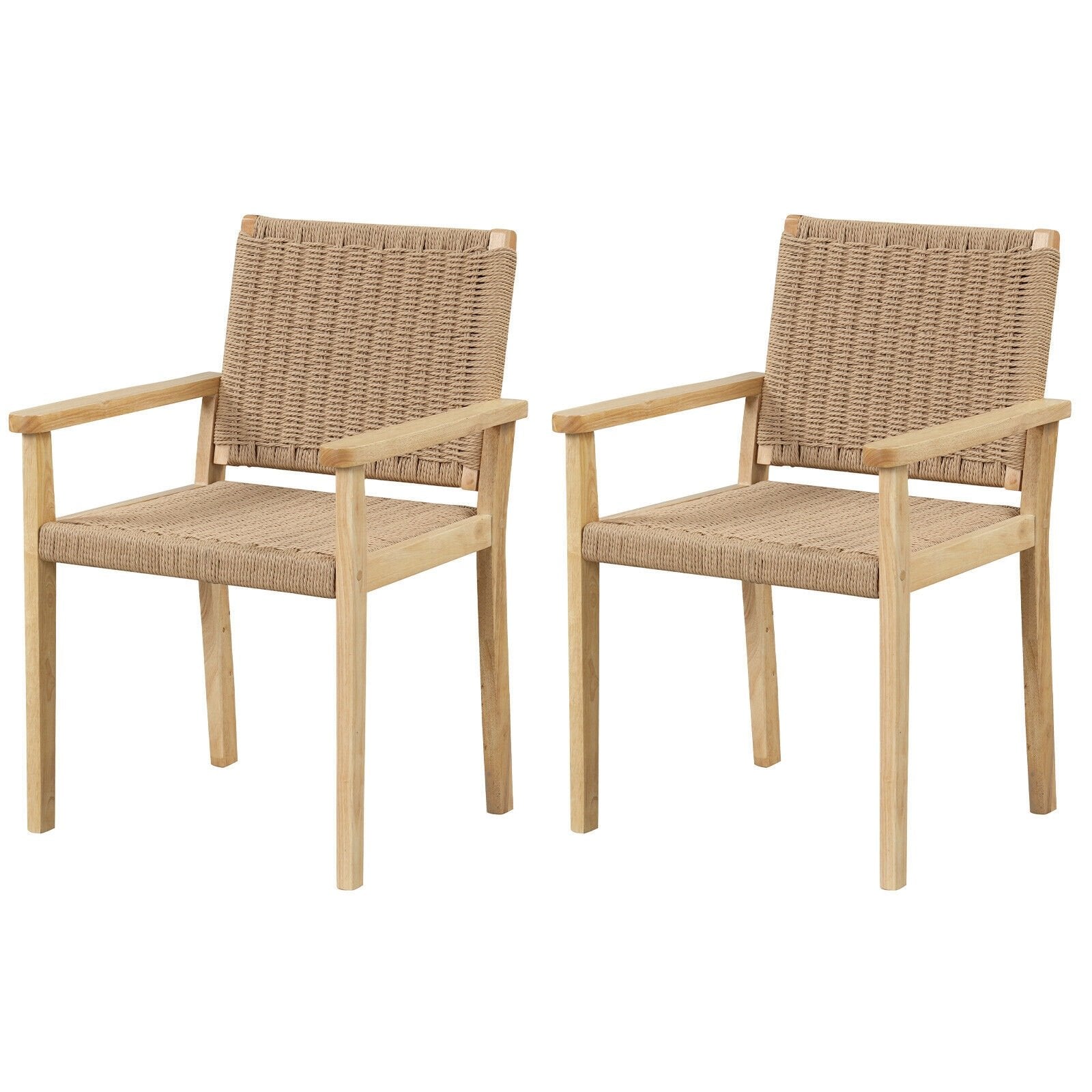 Indoor Outdoor Wood Chair Set of 2-Natural