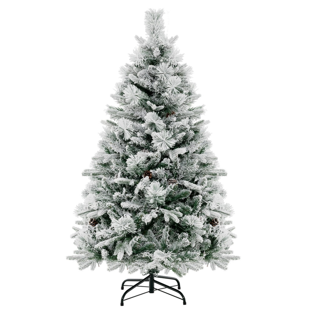 4.5/6/7 Feet Artificial Xmas Tree with Pine Needles and LED Lights-6 ft