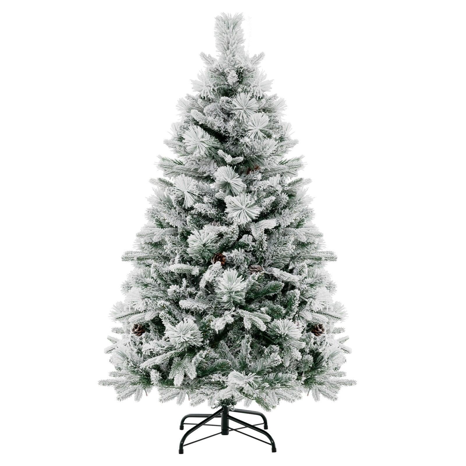 4.5/6/7 Feet Artificial Xmas Tree with Pine Needles and LED Lights-6 ft