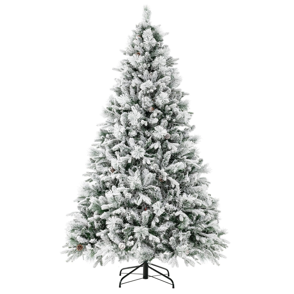 4.5/6/7 Feet Artificial Xmas Tree with Pine Needles and LED Lights-6 ft