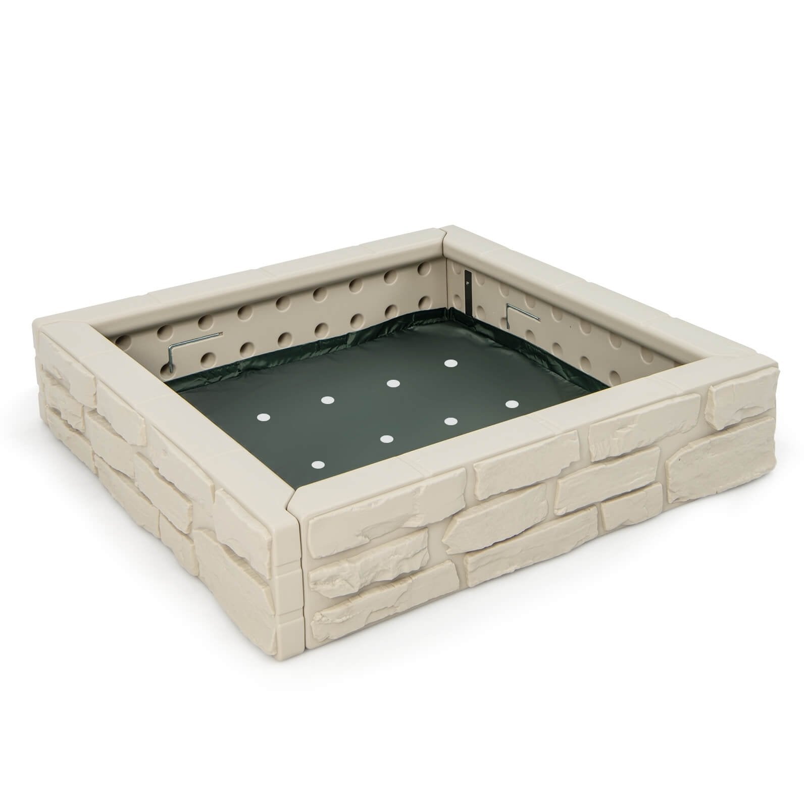 2-In-1 HDPE Kids Sandbox with Cover and Bottom Liner-Brown