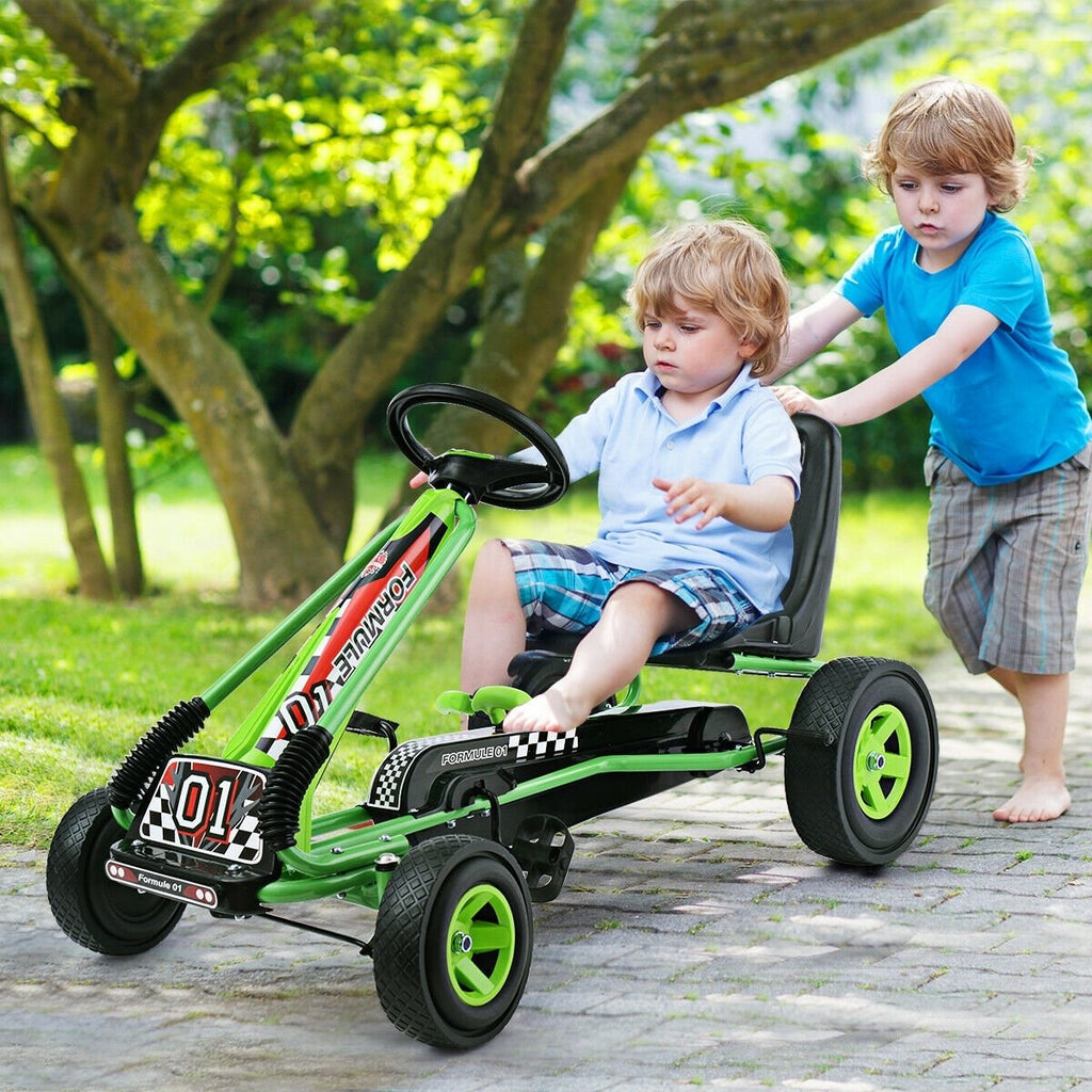 4 Wheels Kids Ride On Pedal Powered Bike Go Kart Racer Car Outdoor Play Toy-Blue