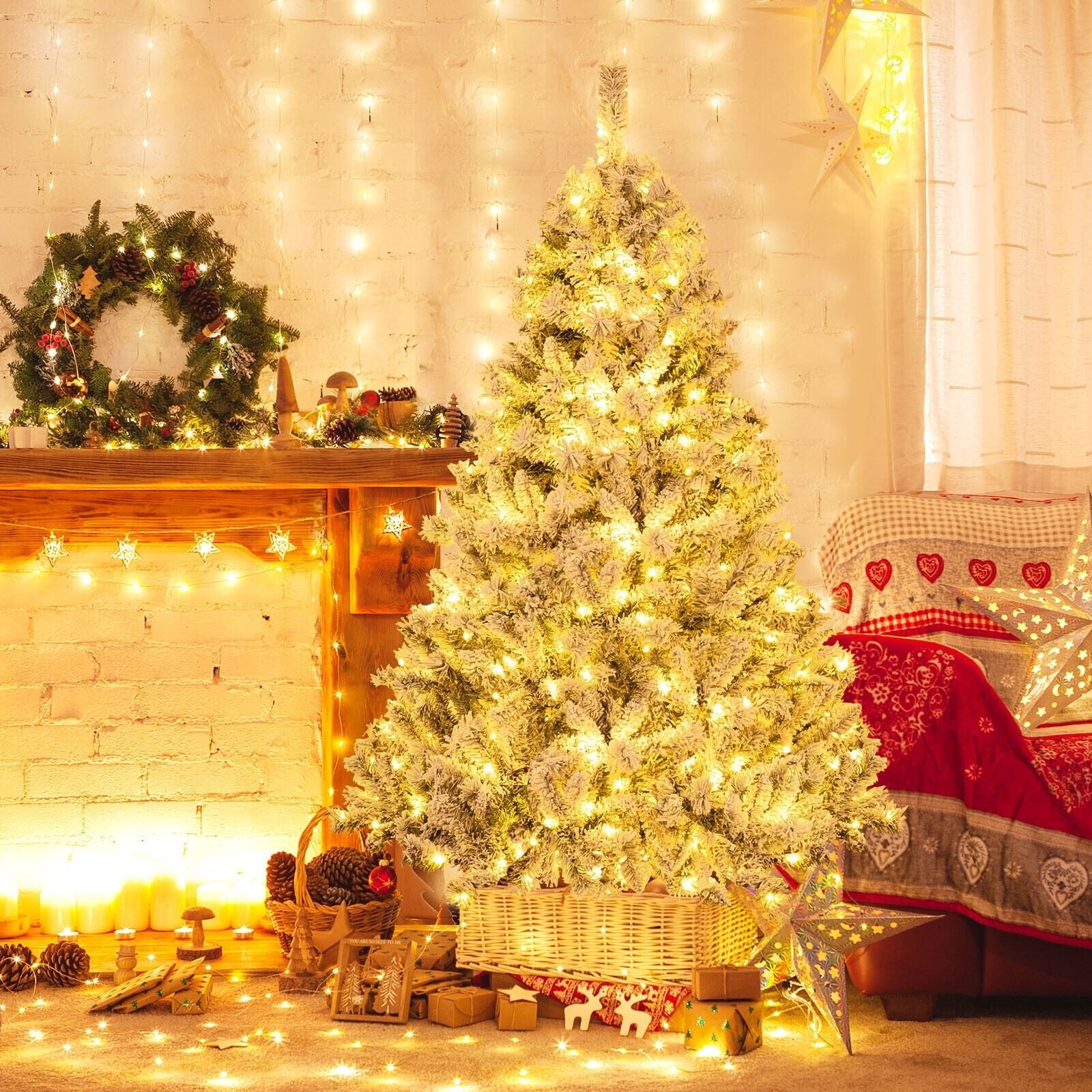 6/7/8 Feet Artificial Xmas Tree 3-Minute Quick Shape-7 ft
