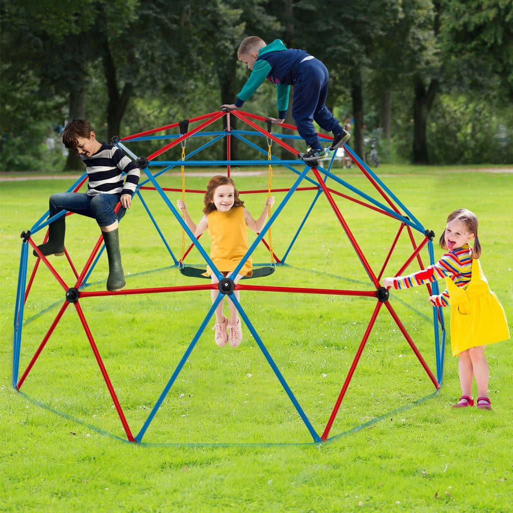 10 Feet Dome Climber with Swing and 800 Lbs Load Capacity-Green