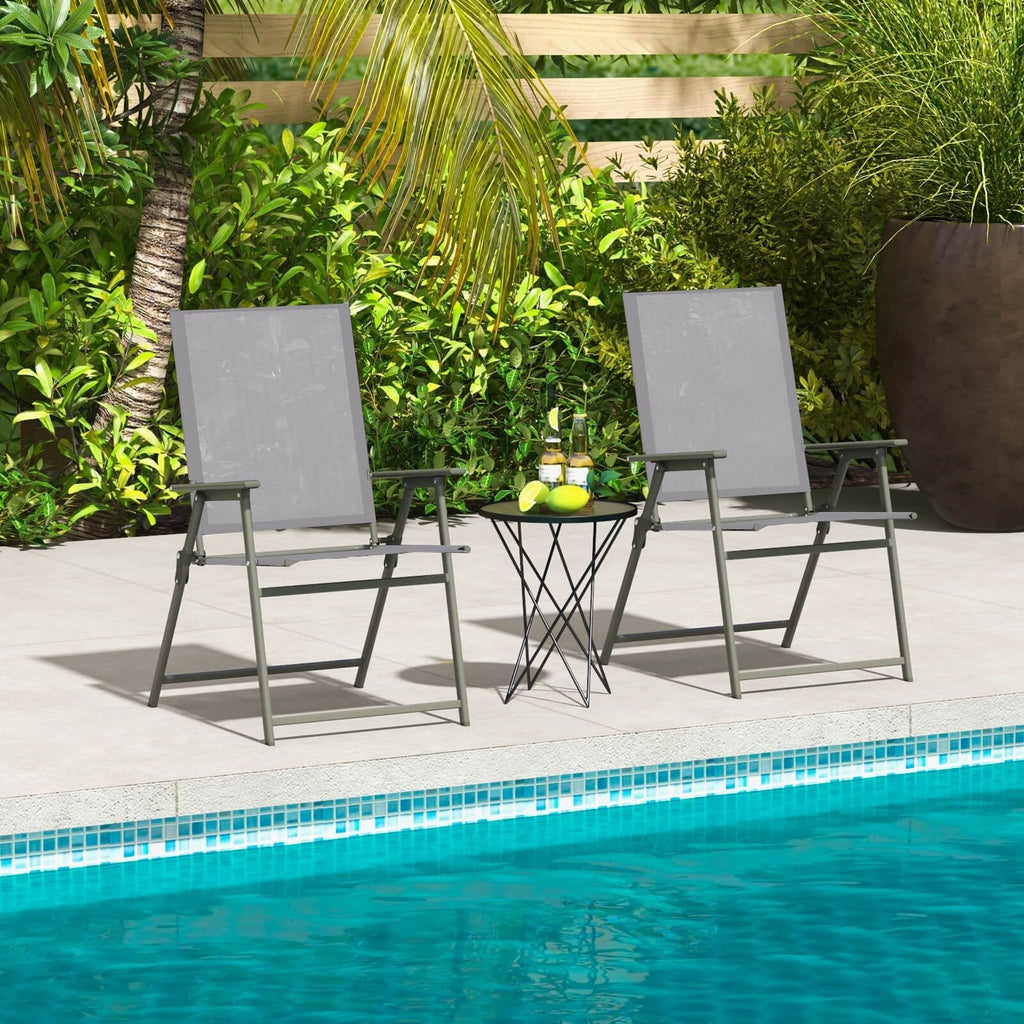 Set of 4 Patio Folding Chair Set with Rustproof Metal Frame-Black