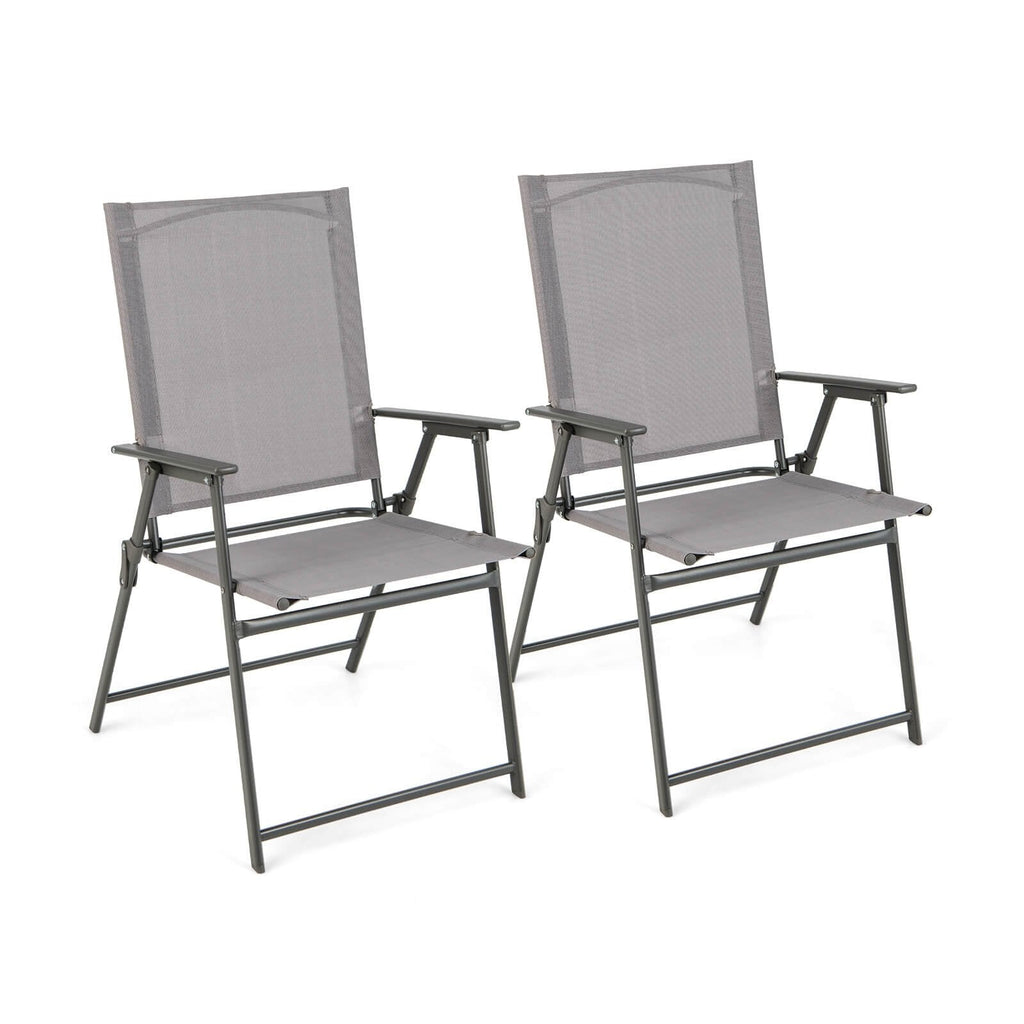 Set of 4 Patio Folding Chair Set with Rustproof Metal Frame-Black