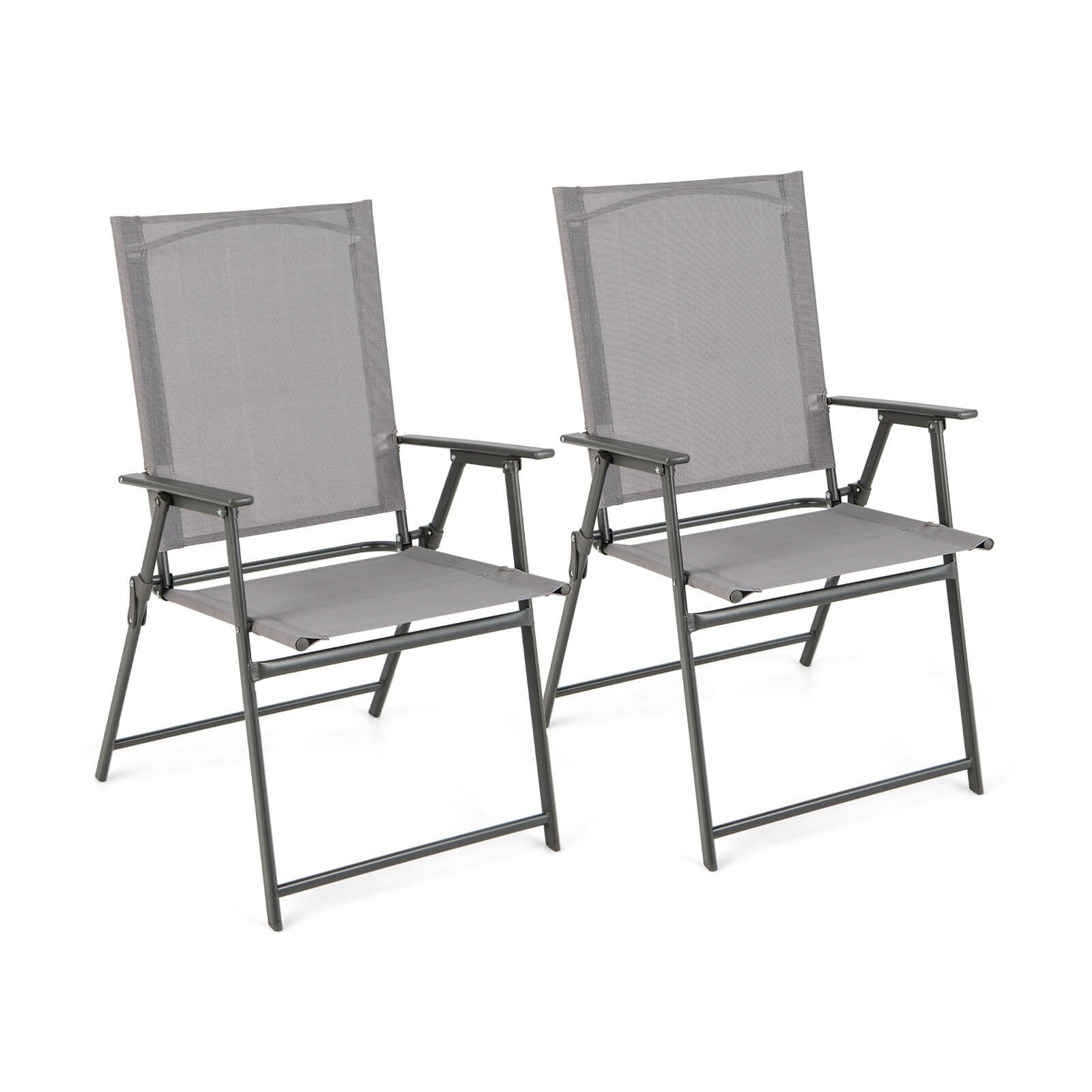 Set of 4 Patio Folding Chair Set with Rustproof Metal Frame-Black