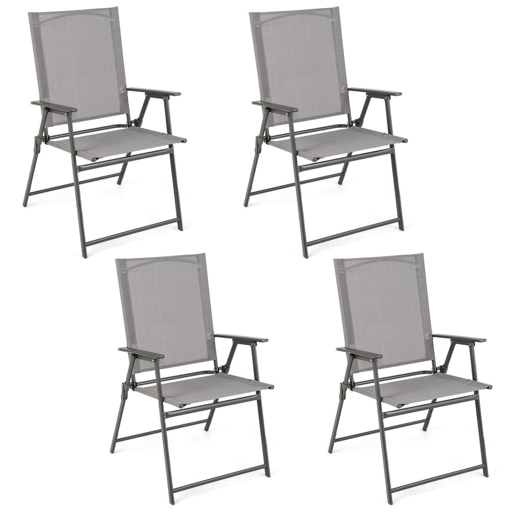 Set of 4 Patio Folding Chair Set with Rustproof Metal Frame-Black