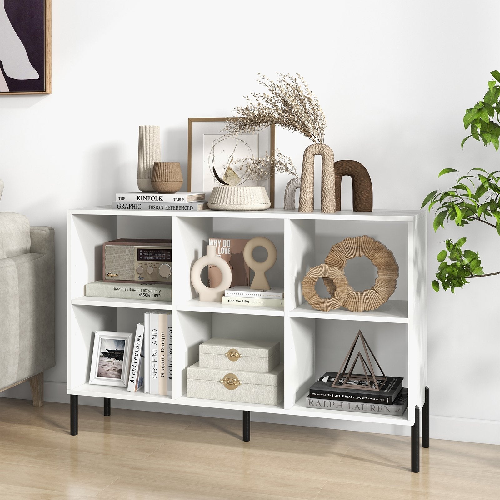 Open-Back Bookshelf with Drawer for Study-Black