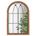 Arched Window Finished Mirror with Back Board-Natural