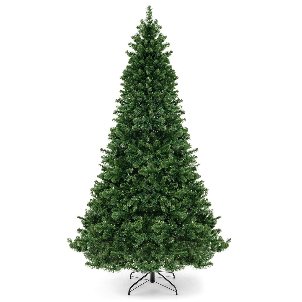 6/7/8 Feet Hinged Christmas Tree with PVC Branch Tips Warm White LED Lights-7 ft