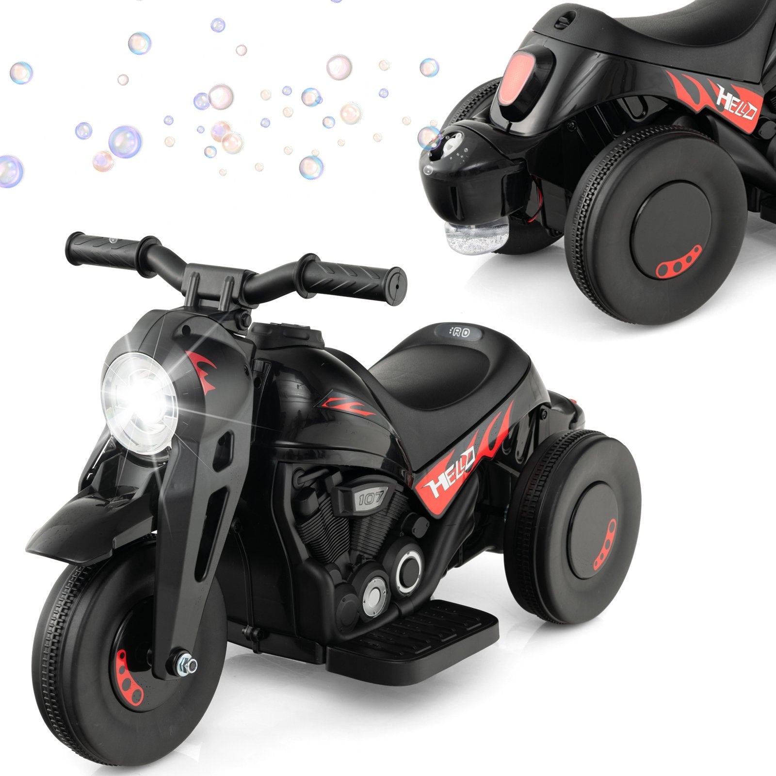 6V Kids Electric Ride on Motorcycle with Bubble Maker and Music-Beige