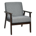 Solid Rubber Wood Fabric Accent Armchair-Beige