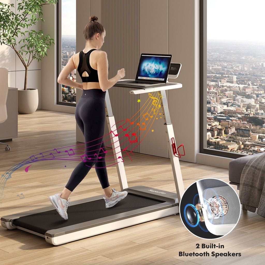 3HP Folding Treadmill with Adjustable Height and APP Control-Black