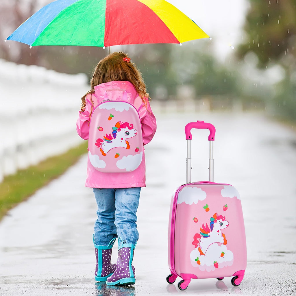2 Pieces Kids Carry-on Luggage Set with 12 Inch Backpack-Blue