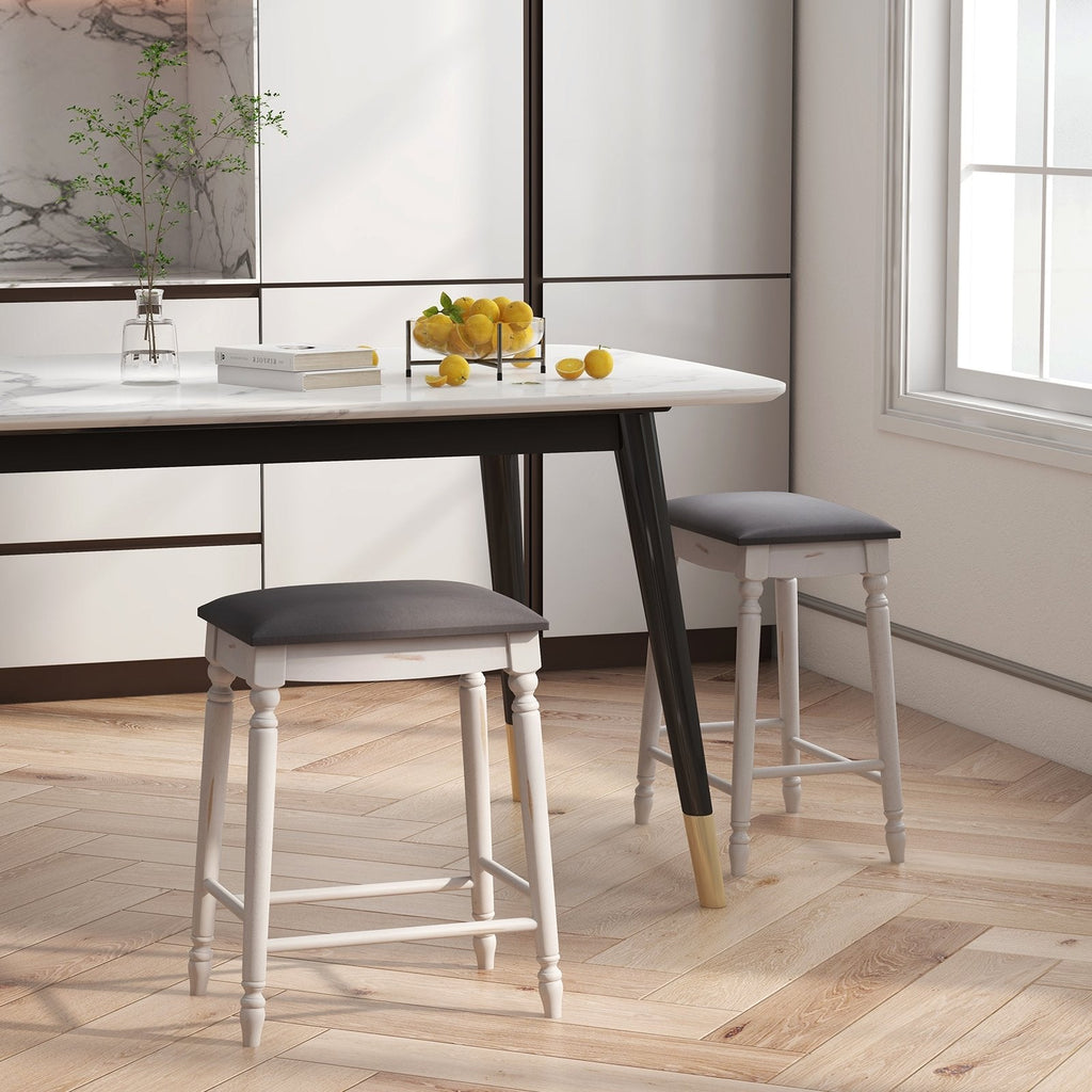 29 Inch Bar Stool Set of 2 with Padded Seat Cushions and Wood Legs-29 inches